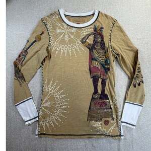 Double D Ranch Women S Tan Beaded Embroidered Indian Western Long Sleeve Top